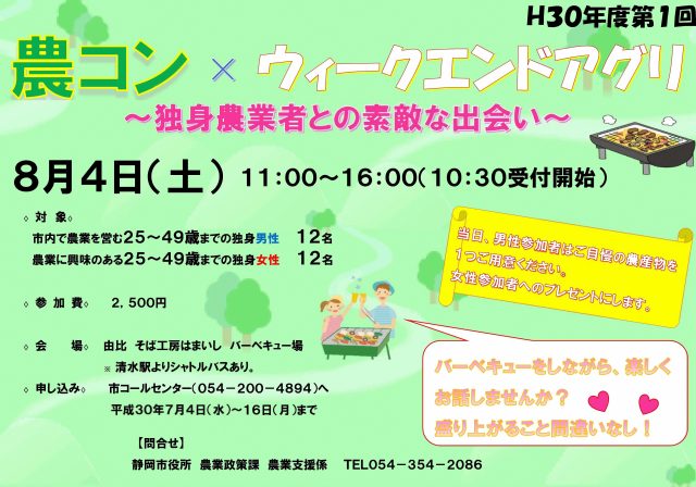 独身農業者との素敵な出会い「農コン」を開催します。