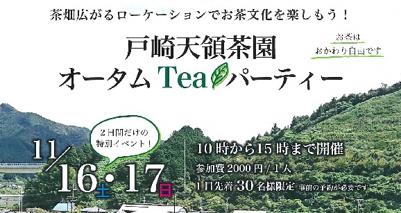 茶畑広がるロケーションでお茶文化を楽しもう！「戸崎天領茶園オータムTeaパーティー」の画像